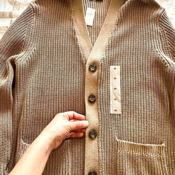 Old Navy Tan Cardigan Sweater Classic Knit - Picture 4 of 10